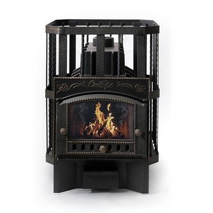 Печь для бани НМК Сибирь «Сибирь-32» каминная дверца кованная сетка, чугун в Барнауле