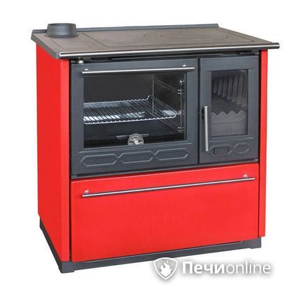 Отопительная печь Plamen 850 Glas красная труба слева в Барнауле