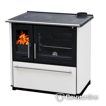 Отопительная печь Plamen 850 Glas белая труба справа в Барнауле