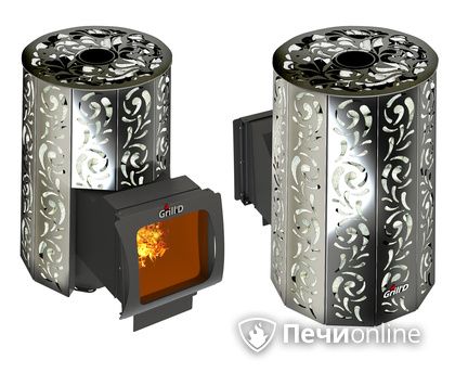 Дровяная печь-каменка GrillD Violet window long Max Жадеит 100 в Барнауле