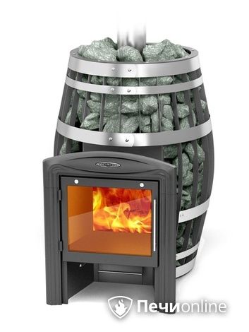 Дровяная банная печь TMF Саяны XXL 2015 Inox Витра с закрытой каменкой и теплообменником в Барнауле