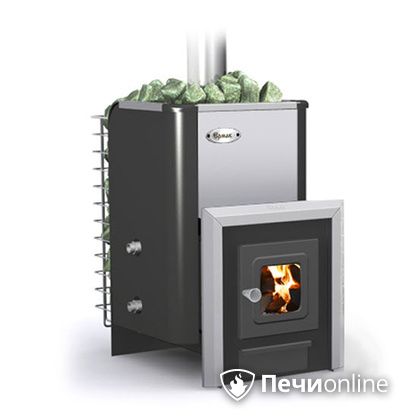 Дровяная банная печь Ермак -Элит 16-С стекло нержавеющая сталь в Барнауле