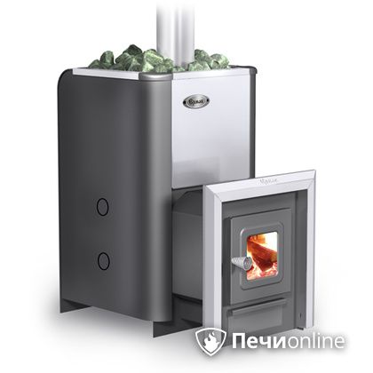 Дровяная банная печь Ермак Элит 20-С стекло нержавеющая сталь в Барнауле