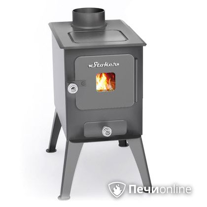 Печь-буржуйка Ермак садовая со стальной плитой со стеклом в Барнауле