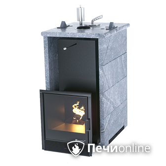 Газовая печь для бани ИзиСтим «Сочи» в трёхстороннем кожухе из талькохлорита в Барнауле