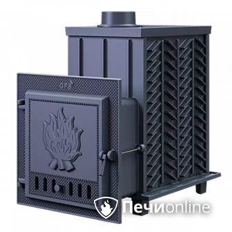 Дровяная банная печь Гефест ЗК-30 чугунная дверца закрытая каменка в Барнауле