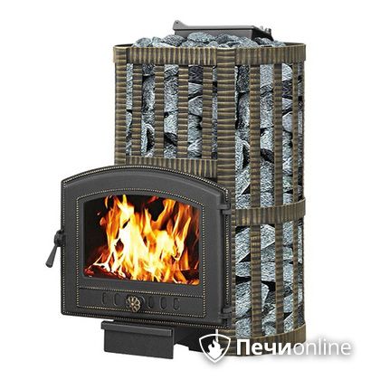Дровяная банная печь Везувий Ураган Ковка 16 (224) с закрытой каменкой чугун в Барнауле