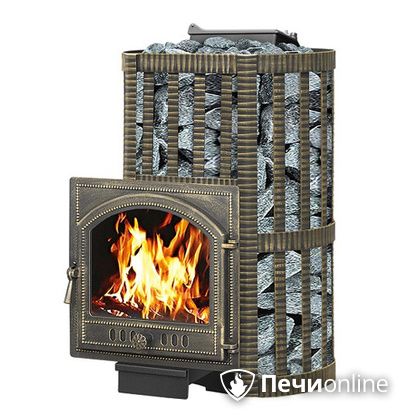 Дровяная банная печь Везувий Ураган Ковка 16 (205) с закрытой каменкой чугун в Барнауле