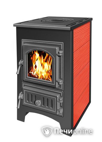 Печь-камин Везувий ПК-01 (270) с плитой 9 кВт красный в Барнауле