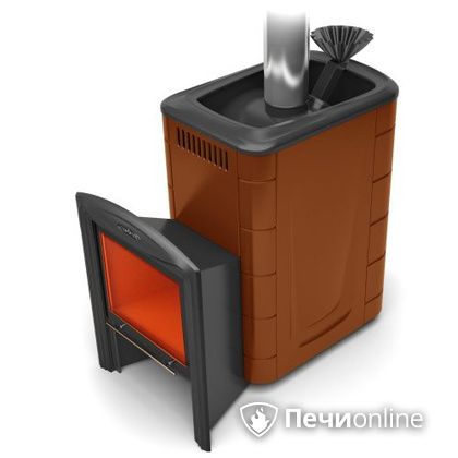 Дровяная банная печь TMF Гейзер 2014 Carbon Витра терракота в Барнауле