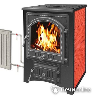 Печь-камин Везувий ПК-01(205) с теплообменником красный в Барнауле