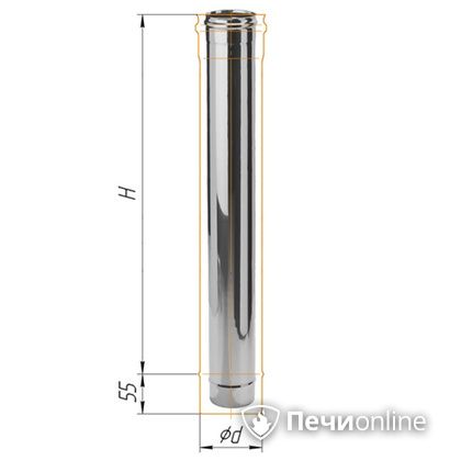 Дымоход Феррум Дымоход нержавейка 08 d-120 L=1м в Барнауле