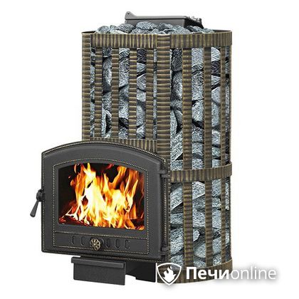 Дровяные печи-каменки Везувий Ураган Ковка 22 (224) с закрытой каменкой чугун в Барнауле