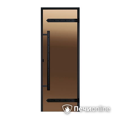 Дверь для бани Harvia Стеклянная дверь для сауны LEGEND 7/19 черная коробка сосна бронза  D71901МL в Барнауле