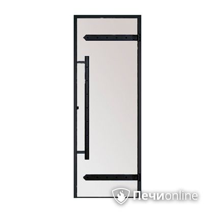 Дверь для бани Harvia Стеклянная дверь для сауны LEGEND 7/19 черная коробка сосна сатин D71905МL в Барнауле