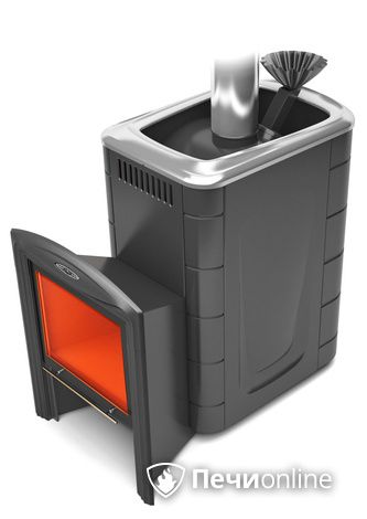 Дровяная банная печь TMF Гейзер Супер Inox Витра ЗК антрацит в Барнауле